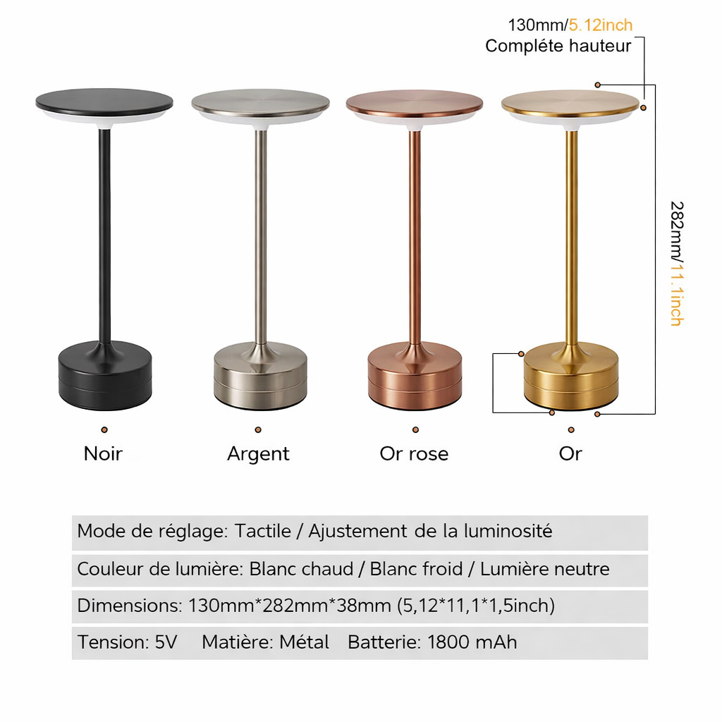 Lampe de Bureau LED Tactile – Rechargeable, Lumiere Douce & Design Elegant