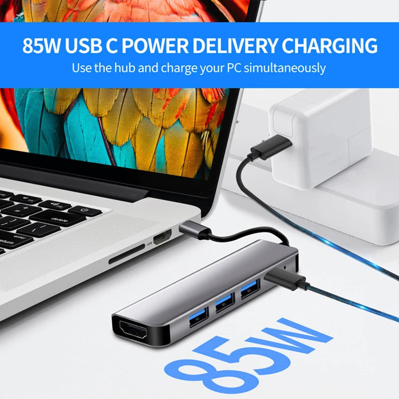 Hub USB-C 7-en-1 – HDMI 4K, USB 3.0 & Charge Rapide PD