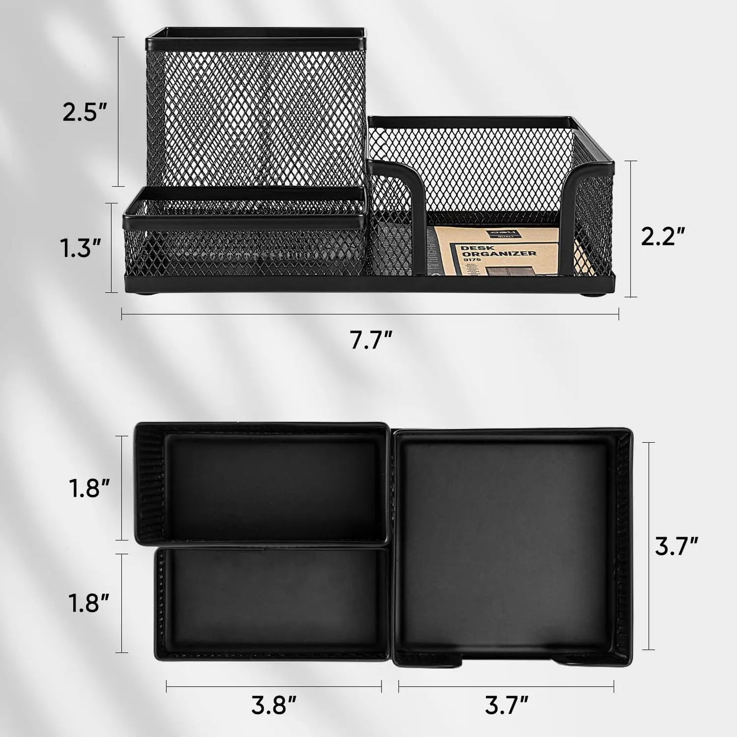 Organiseur de Bureau en Maille – 3 Compartiments, Stylos & Rangement