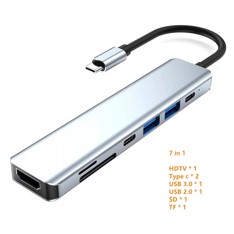 Hub USB-C 7-en-1 – HDMI 4K, USB 3.0 & Charge Rapide PD