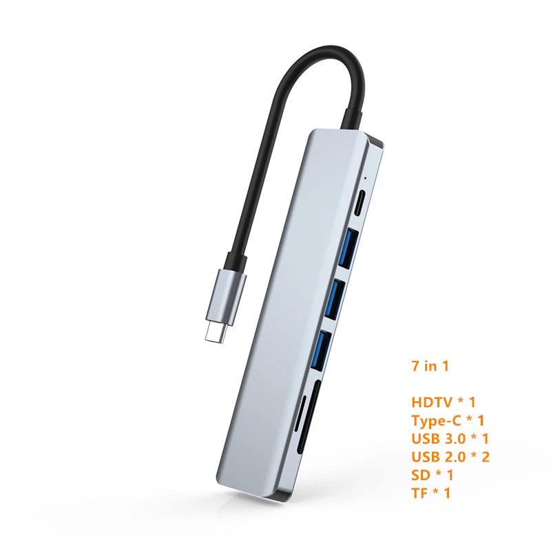 Hub USB-C 7-en-1 – HDMI 4K, USB 3.0 & Charge Rapide PD