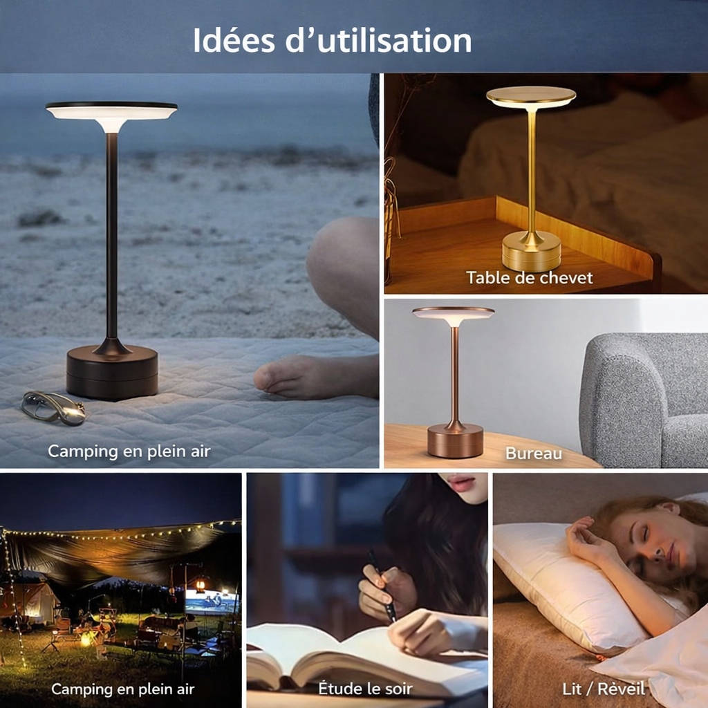 Lampe de Bureau LED Tactile – Rechargeable, Lumiere Douce & Design Elegant