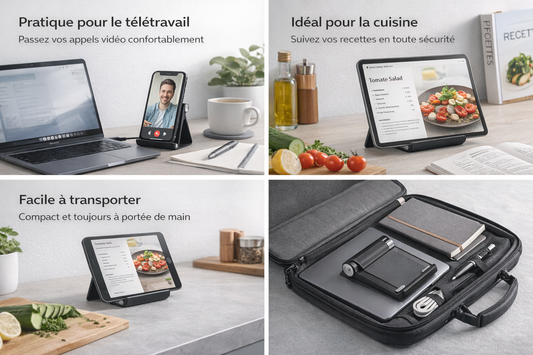 Support Bureau Pliable Universel – Smartphone & Tablette Mains Libres
